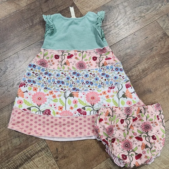 Matilda Jane Pink and Cream Floral Dress with Bloomers - Picture 3 of 4